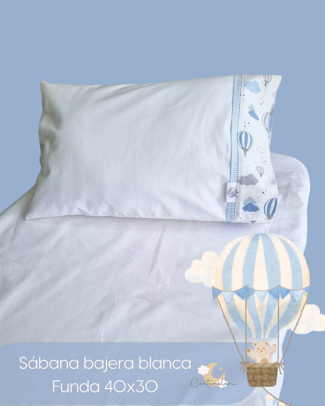 Sabana para Colecho Blancas con Funda de Almohada Diseño Globos