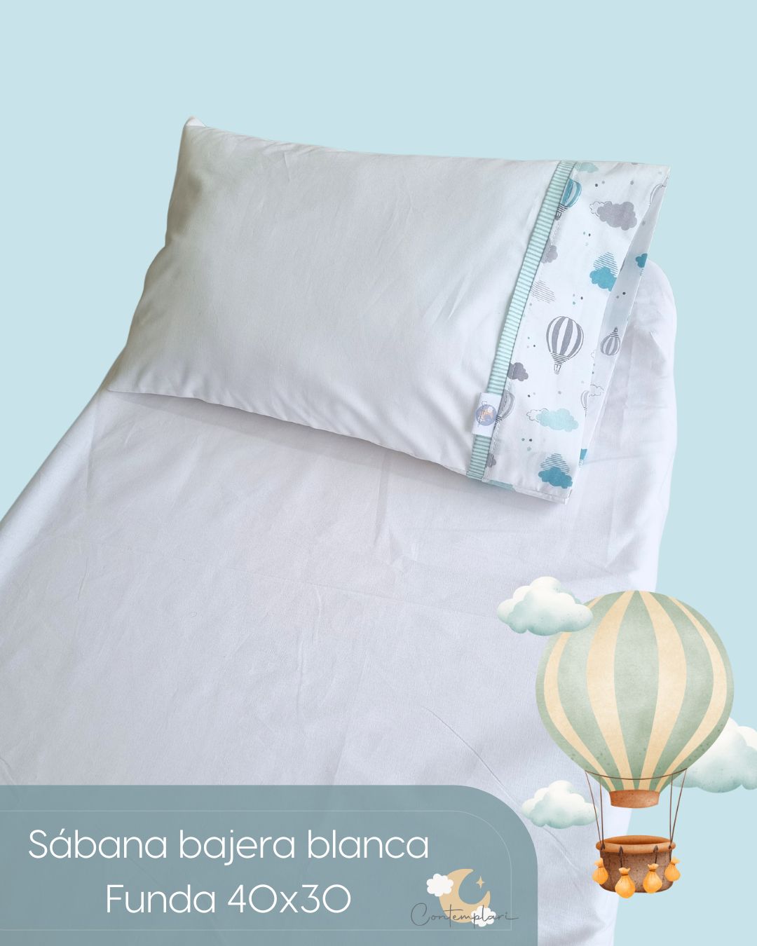 Sabana para Colecho Blancas con Funda de Almohada Diseño Globos