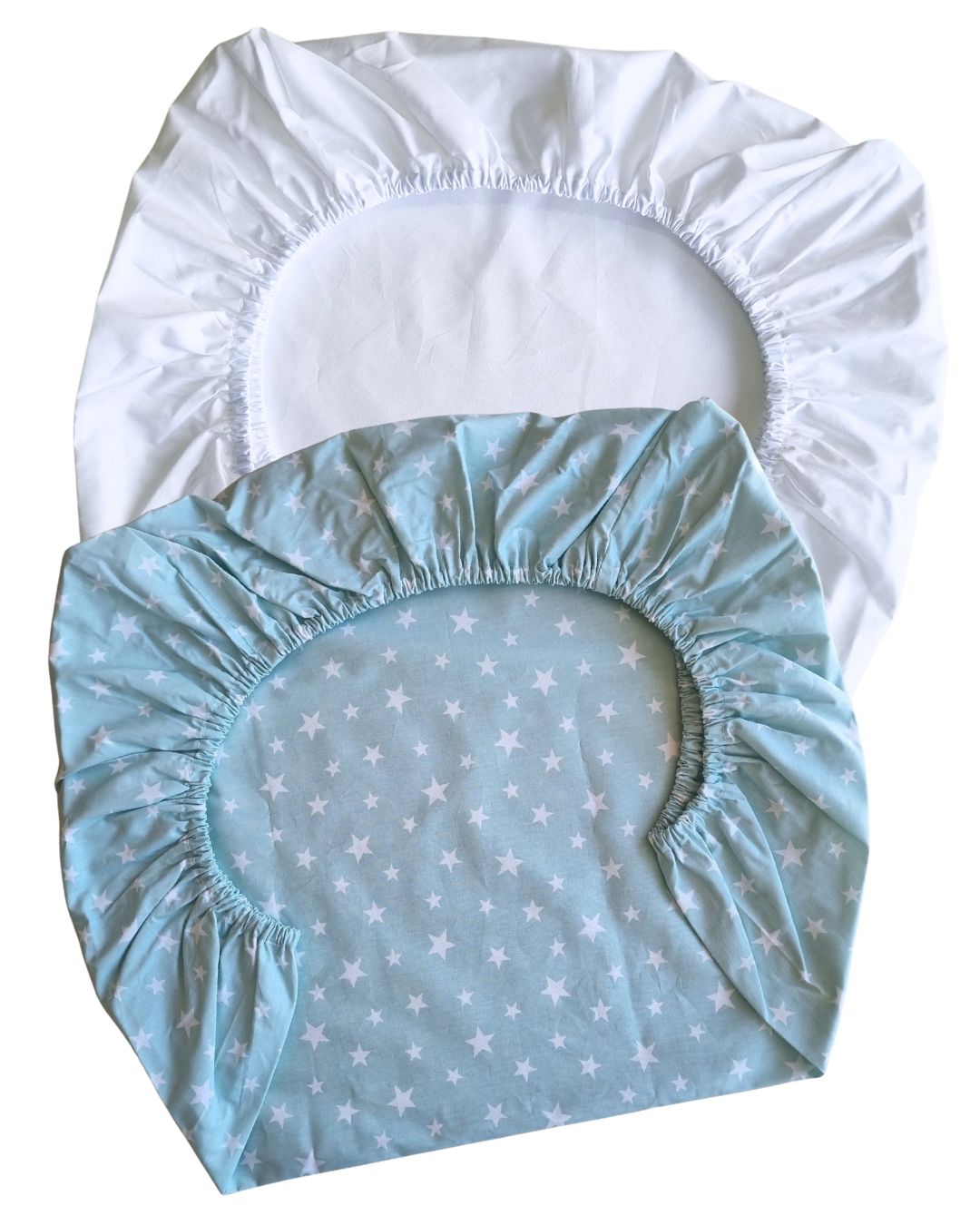 Set de 2 Sábanas Bajeras para colecho Diseño Estrellas Blancas