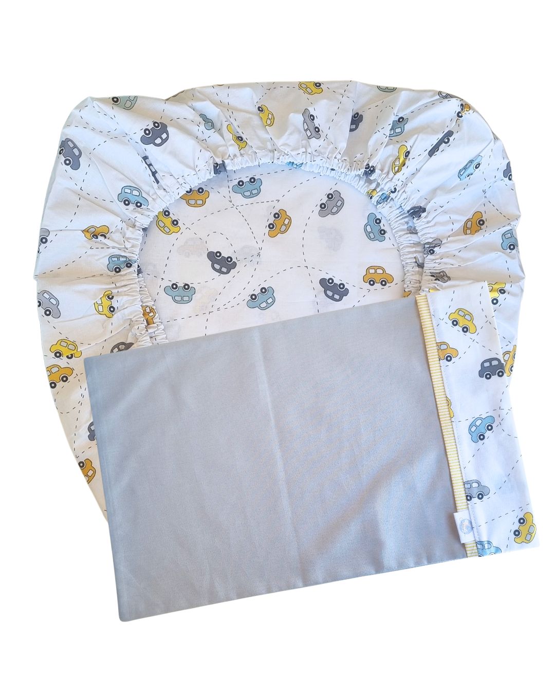 Sabana Bajera Colecho y Funda de Almohada Diseño Autitos