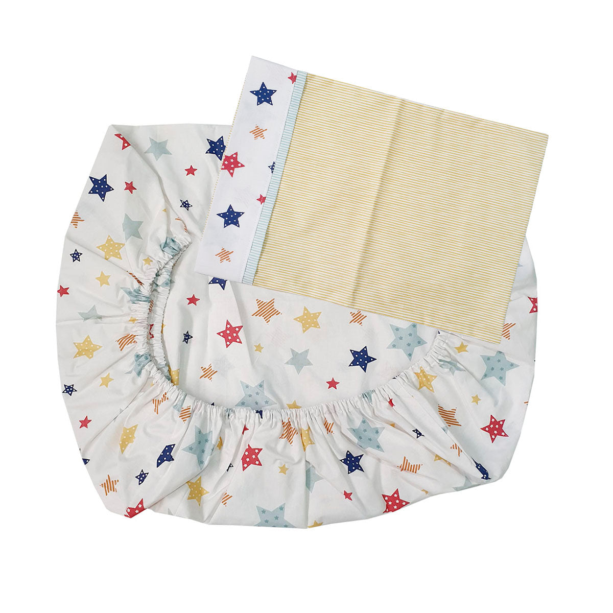 Sabana Bajera Colecho y Funda de Almohada Diseño Estrellas