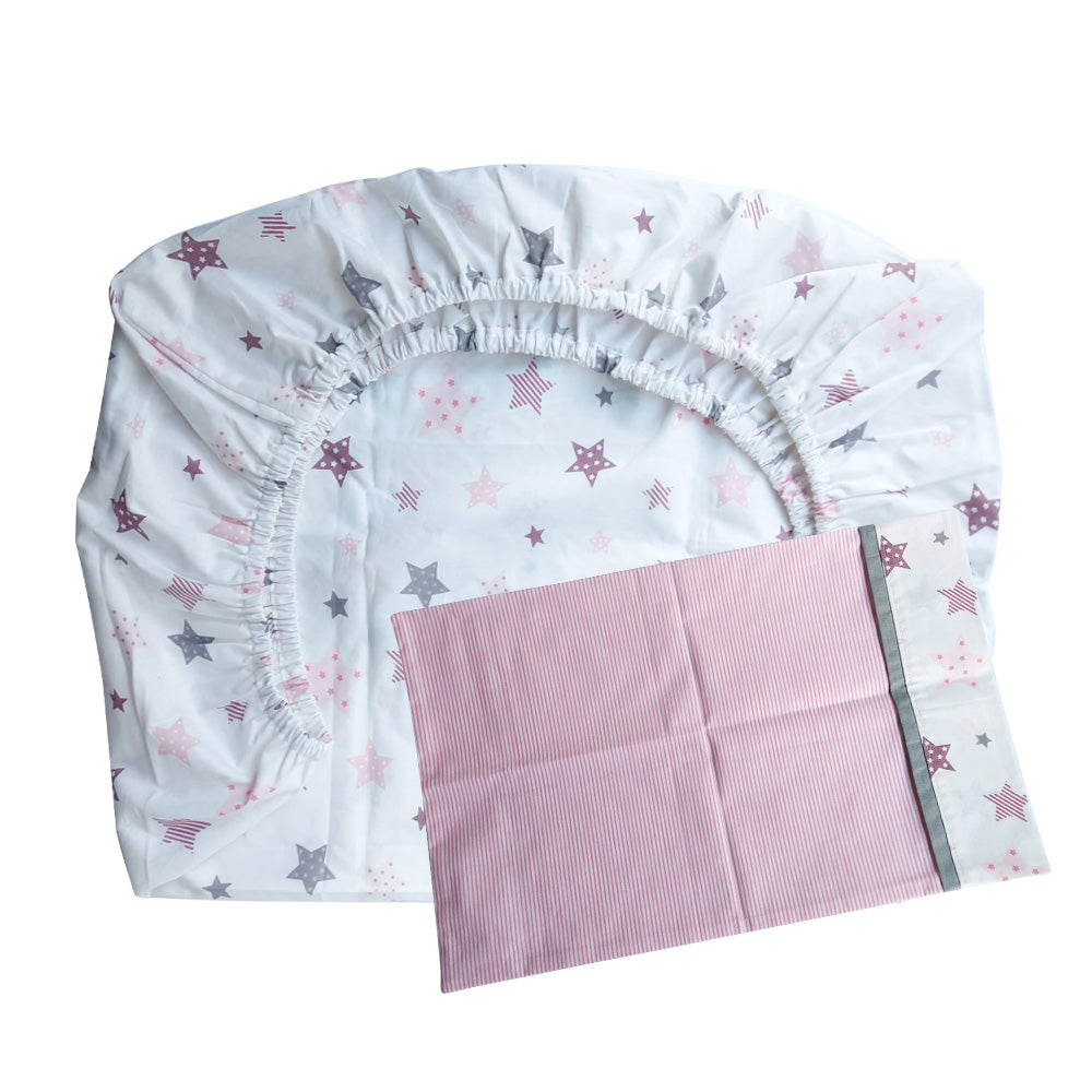 Sabana Bajera Colecho y Funda de Almohada Diseño Estrellas