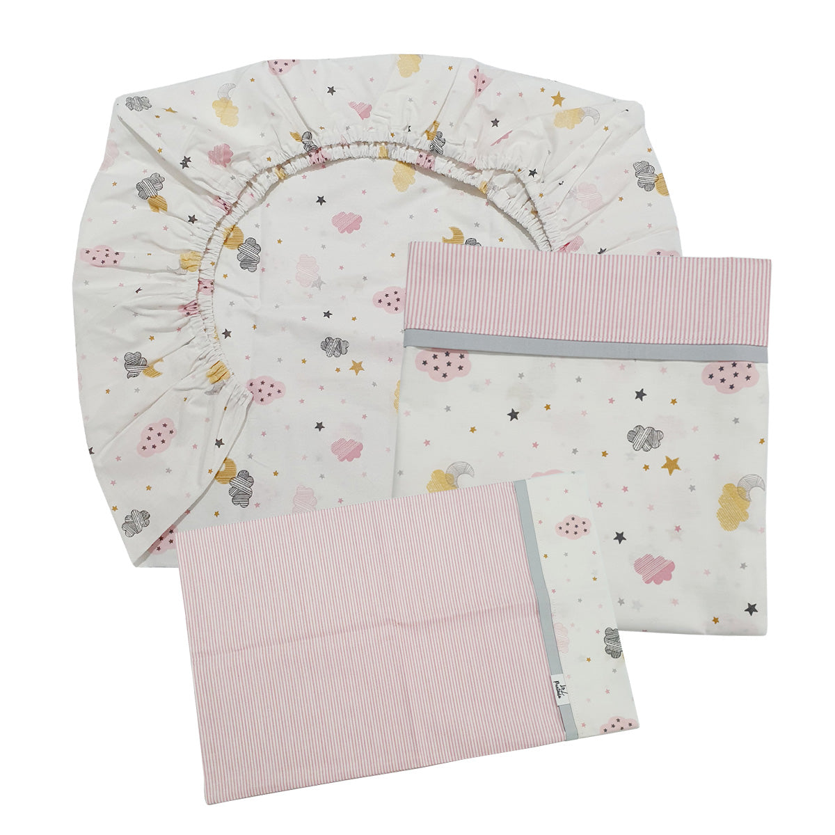 Set de Sábanas para Colecho 3 Piezas Diseño Nubes y Lunas
