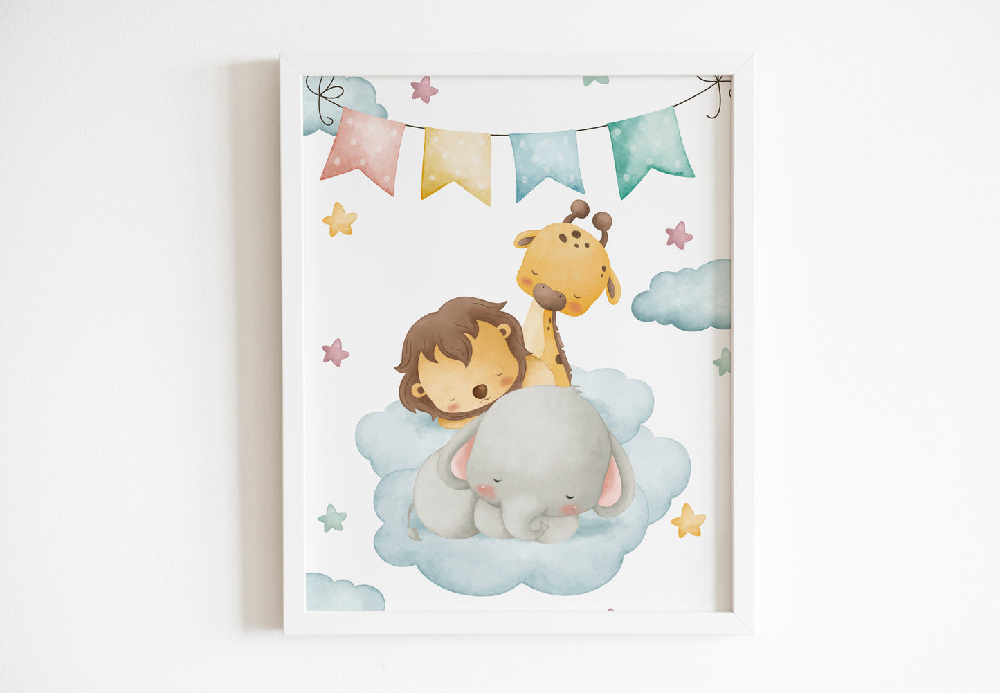 Cuadro decorativo para la habitación del bebé Animalitos Durmiendo