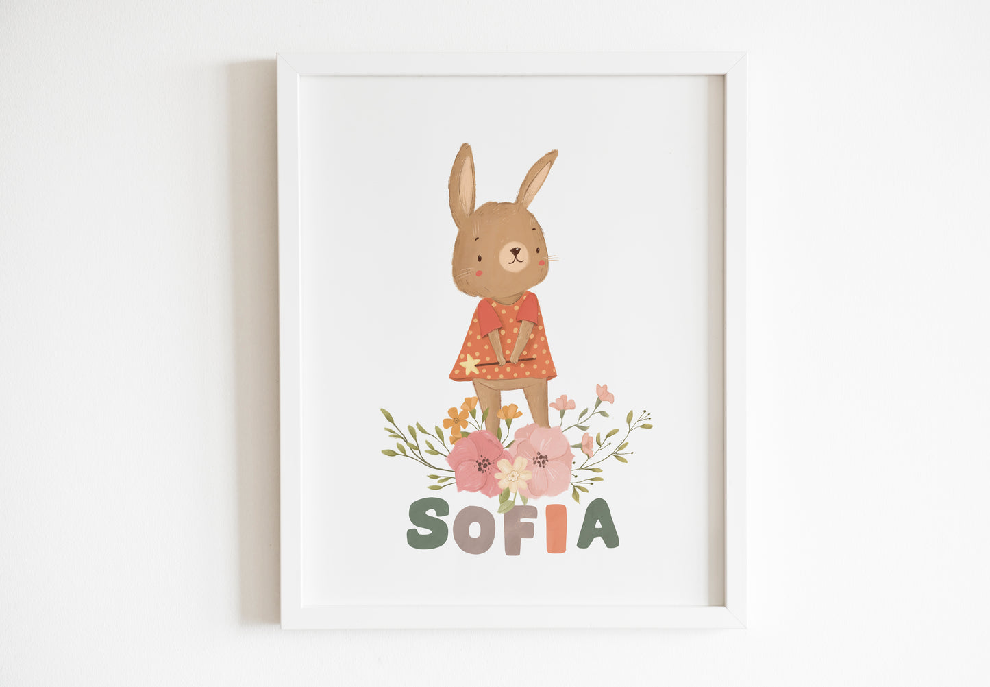 Cuadro decorativo para la habitación del bebé conejita + Nombre