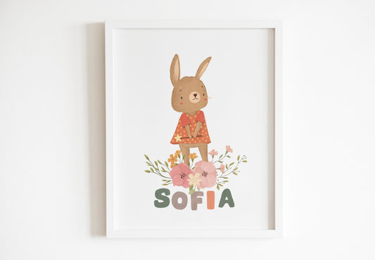 Cuadro decorativo para la habitación del bebé conejita + Nombre