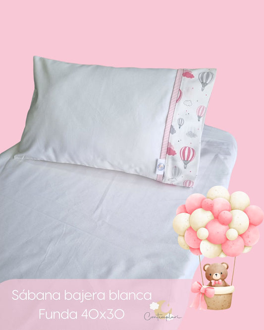 Sabana para Colecho Blancas con Funda de Almohada Diseño Globos