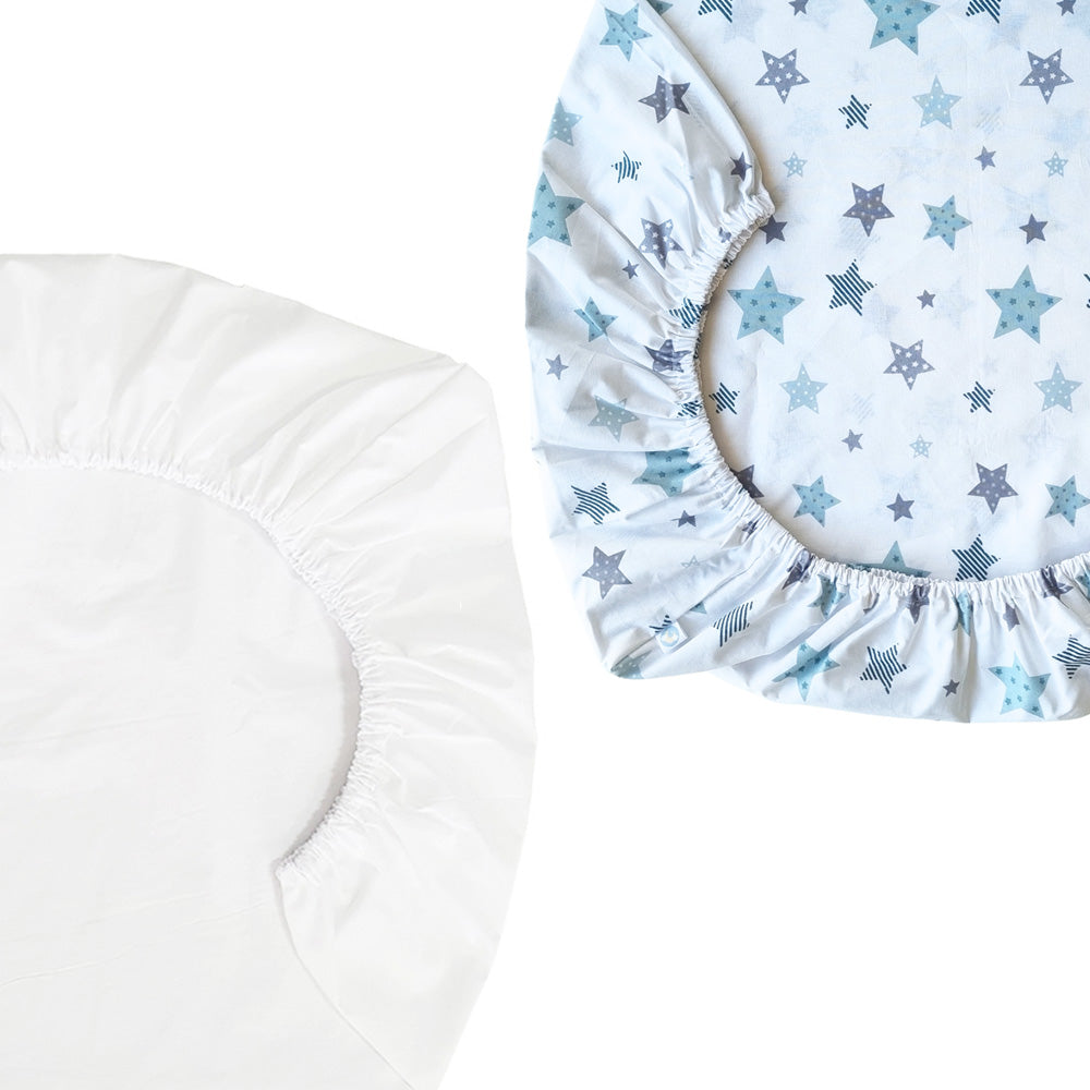 Set de 2 Sábanas Bajeras para Pack and Play Diseño Estrellas