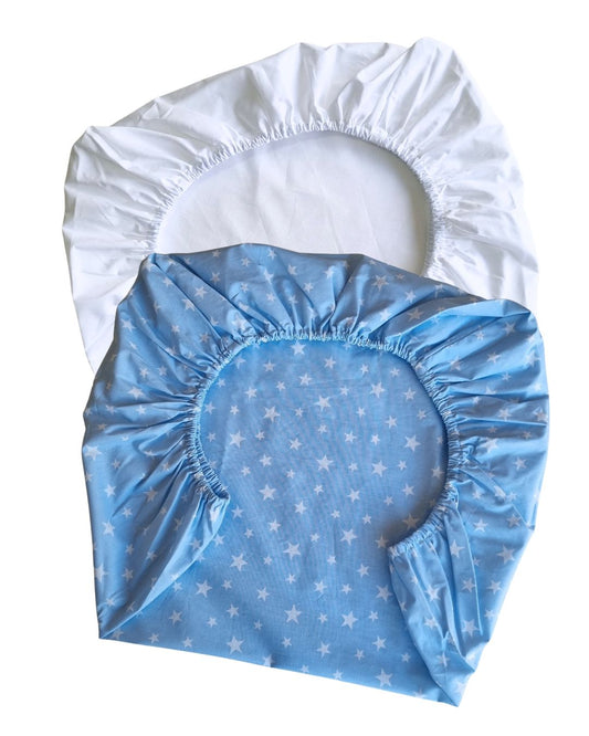 Set de 2 Sábanas Bajeras para colecho Diseño Estrellas Blancas