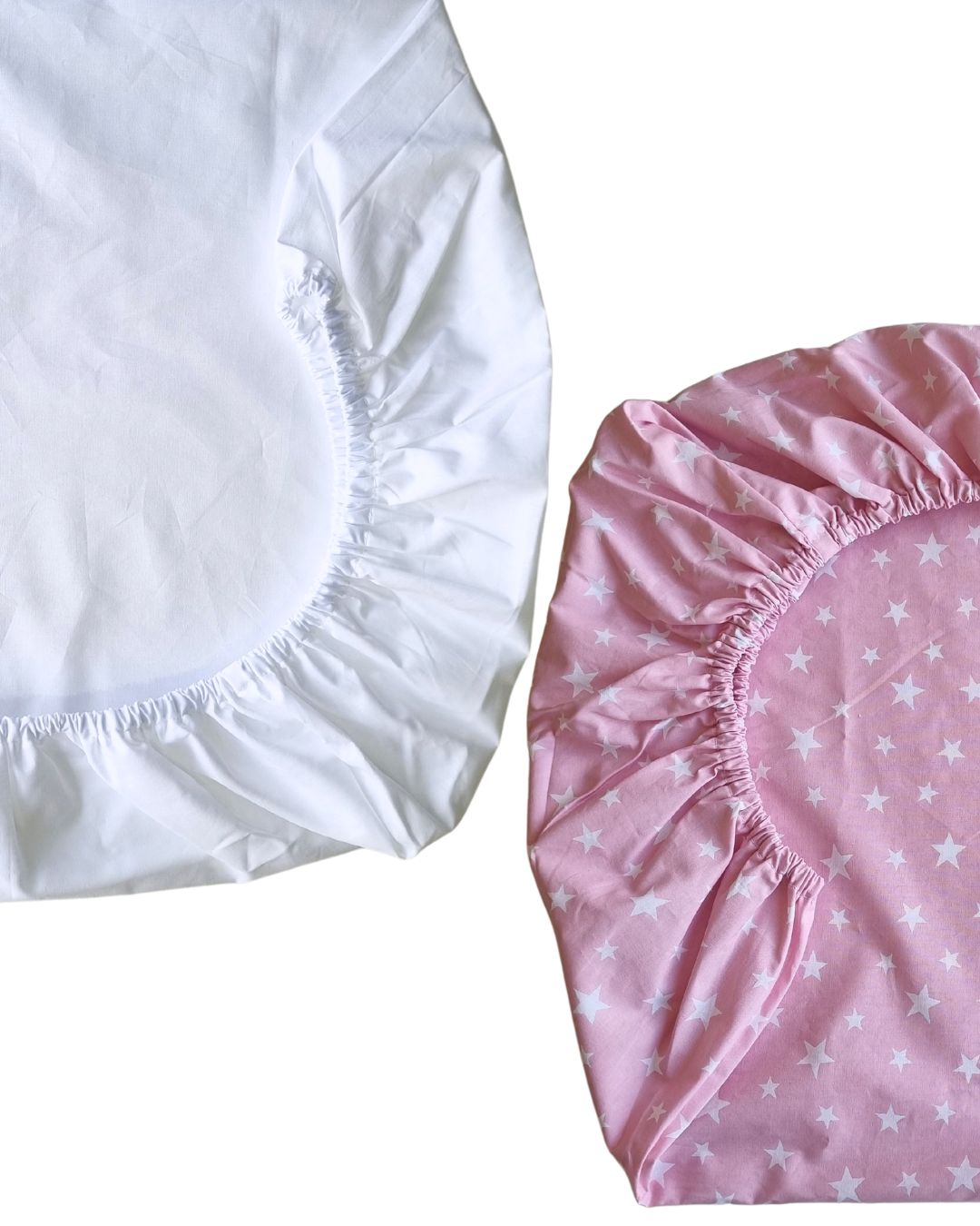 Lindo Set de 2 Sábanas Bajeras para cuna Pack and Play Estrellas Blancas