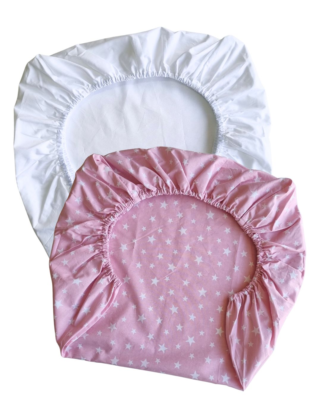 Lindo Set de 2 Sábanas Bajeras para cuna Pack and Play Estrellas Blancas