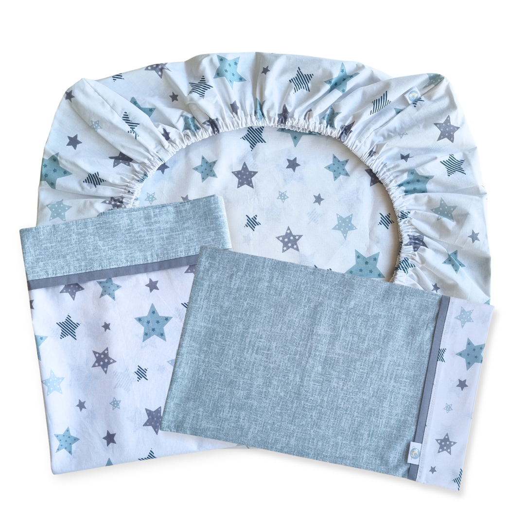 Set de Sábanas para Colecho 3 Piezas Diseño Estrellas