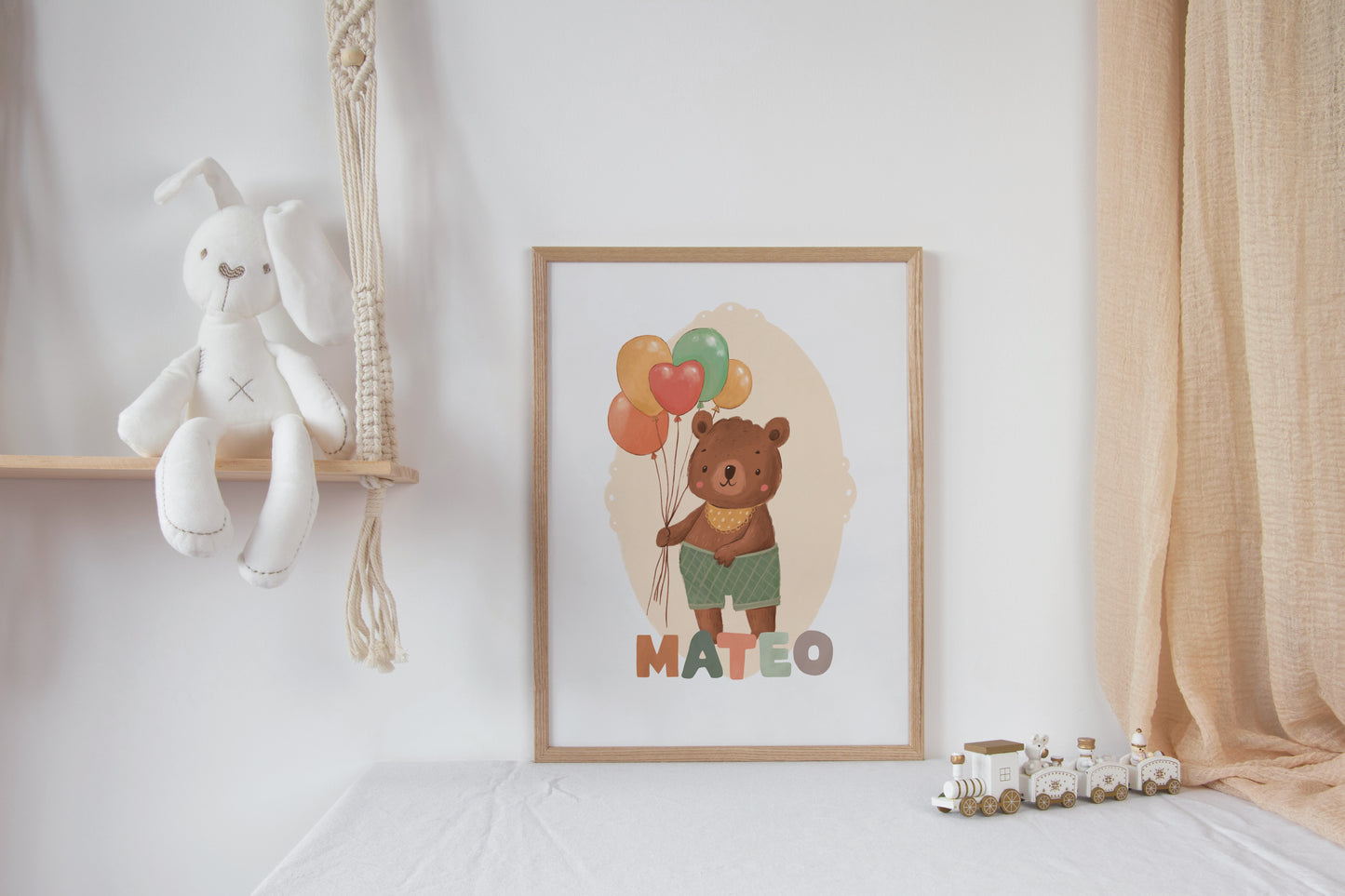 Cuadro decorativo para la habitación del bebé conejita + Nombre