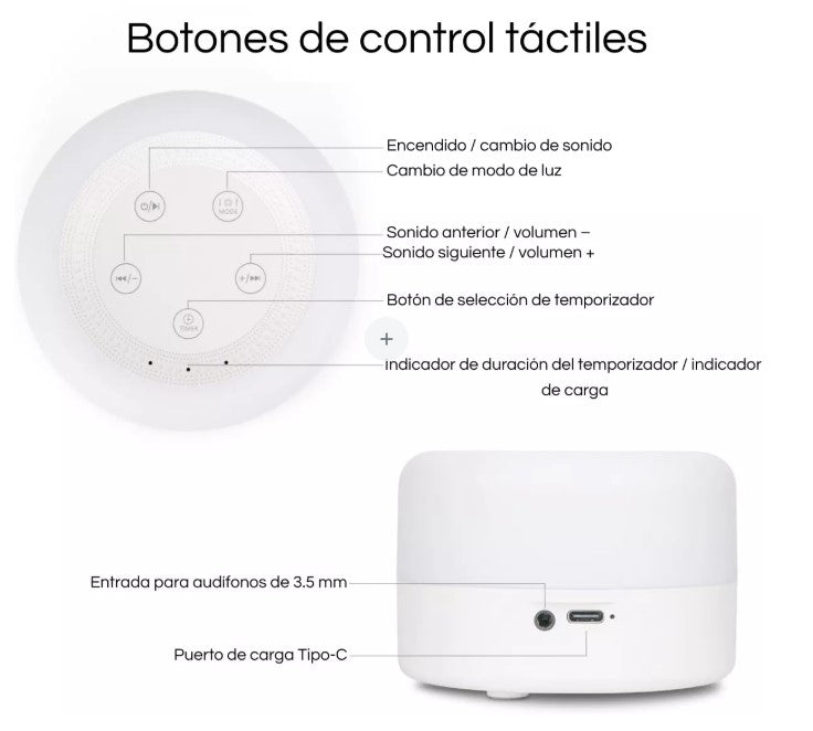 Máquina Lámpara Ruido Blanco Para Dormir Bebé Y Luz Nocturna