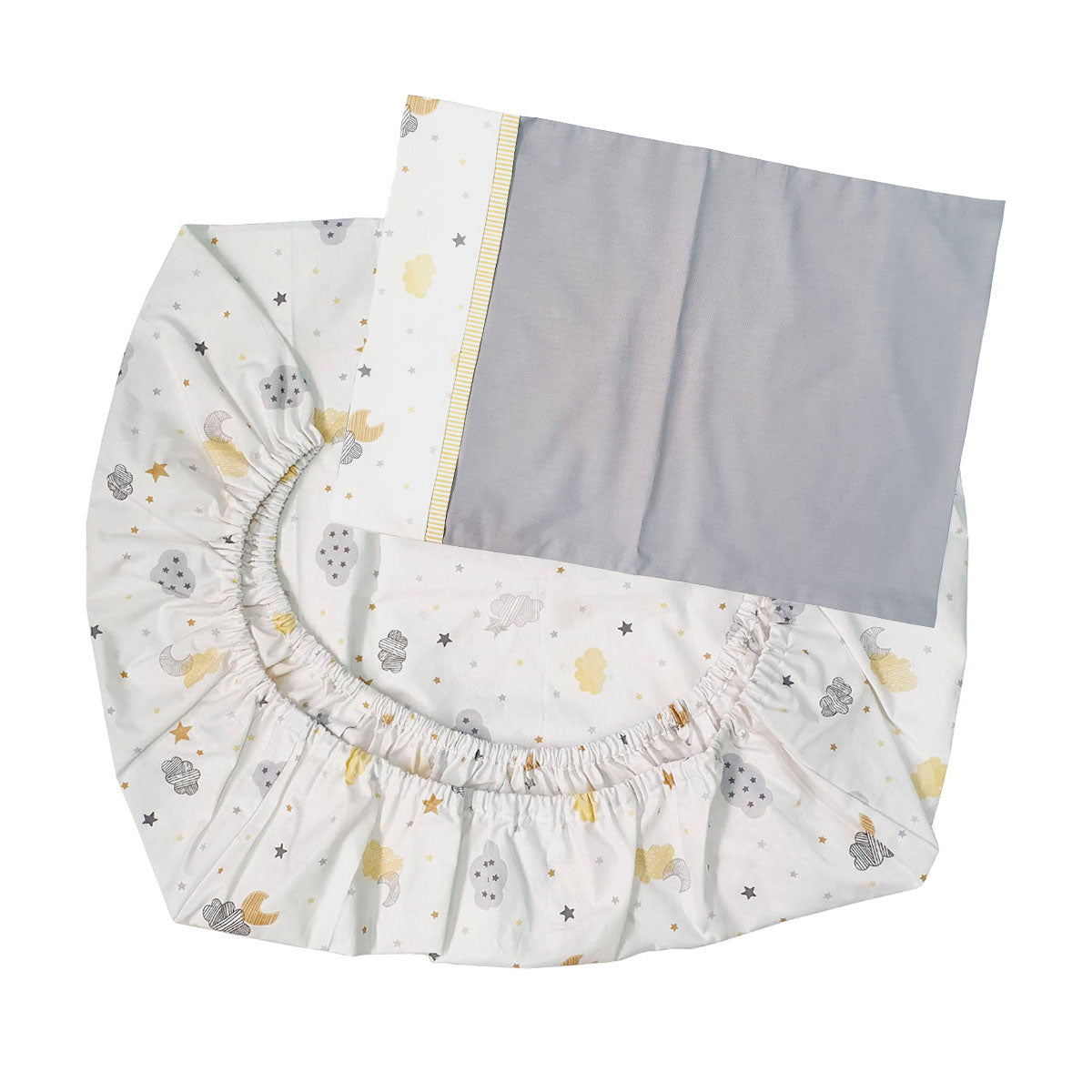 Sabana Bajera Colecho y Funda de Almohada Diseño Nubes y Lunas