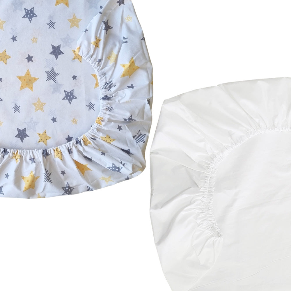 Set de 2 Sábanas Bajeras para Pack and Play Diseño Estrellas