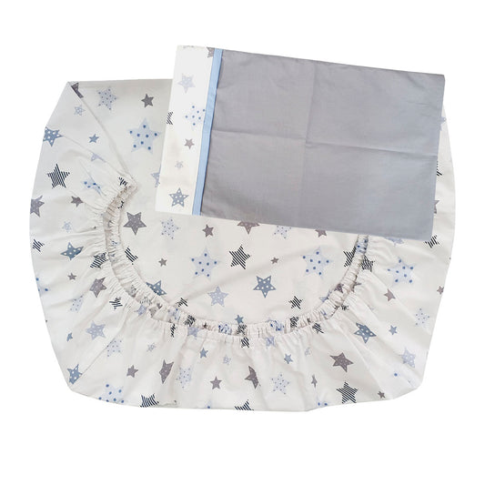Sabana Bajera Colecho y Funda de Almohada Diseño Estrellas