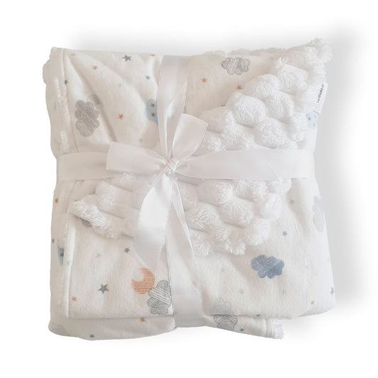 Frazada de Bebé Suave de Algodón 75 Cm X 75 Cm Diseño de Nubes