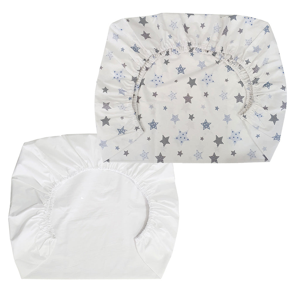 Set de 2 Sábanas Bajeras para Pack and Play Diseño Estrellas