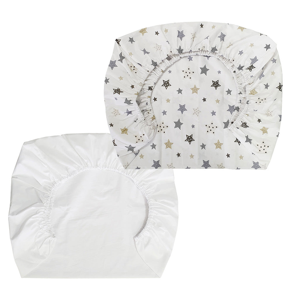 Set de 2 Sábanas Bajeras para Pack and Play Diseño Estrellas