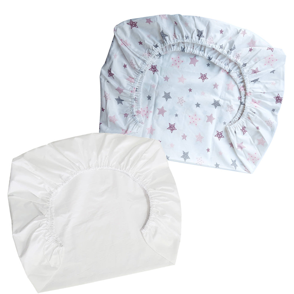 Set de 2 Sábanas Bajeras para Pack and Play Diseño Estrellas